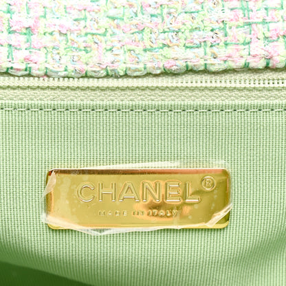 Chanel Tweed Quilted Chanel 19 Backpack Green Pink 6 of 10