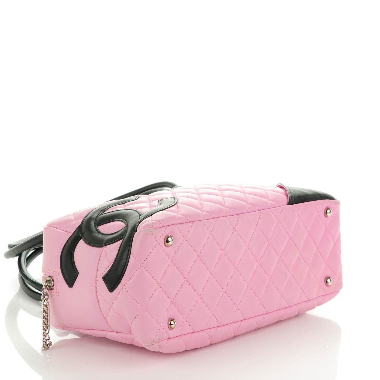 Calfskin Quilted Large Cambon Bowler Pink Black