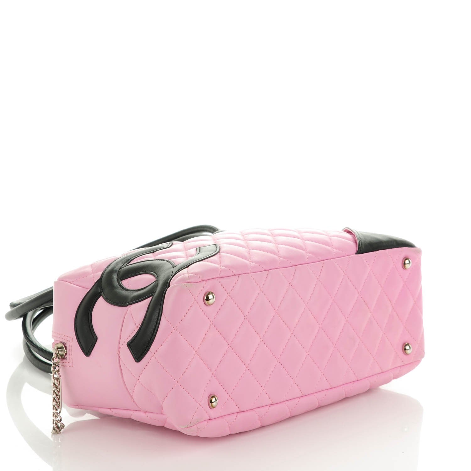 Chanel Calfskin Quilted Large Cambon Bowler Pink Black 4 of 9