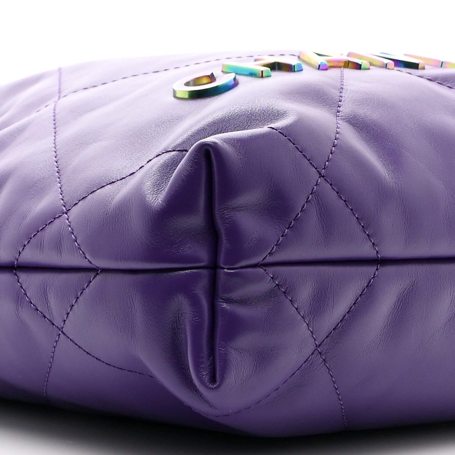 Chanel Shiny Calfskin Quilted Rainbow Mini Chanel 22 Purple 9 of 10