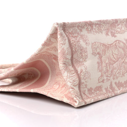 Christian Dior Canvas Embroidered Medium Dioriviera Toile De Jouy Book Tote Rose 7 of 9