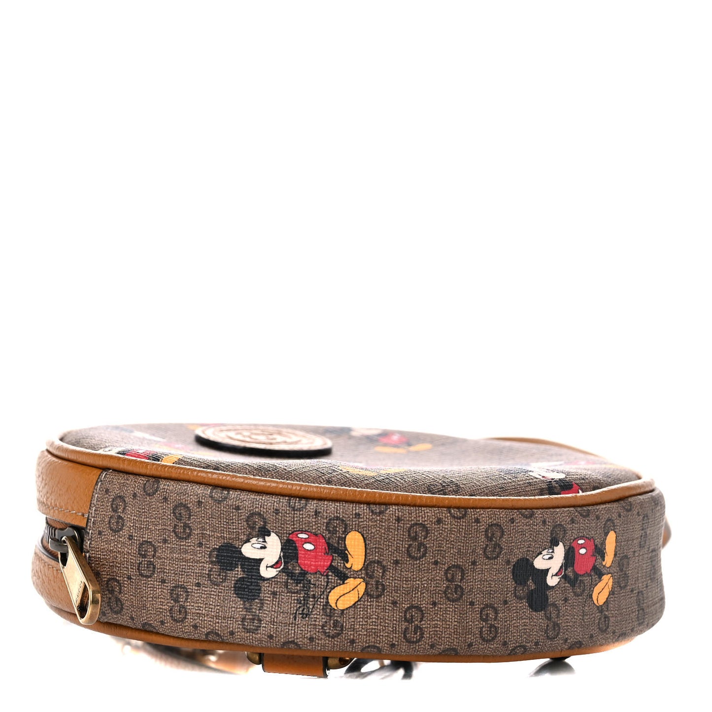 X DISNEY Mini Vintage GG Supreme Monogram Mickey Mouse Round Backpack Beige Vintage Sun Oil