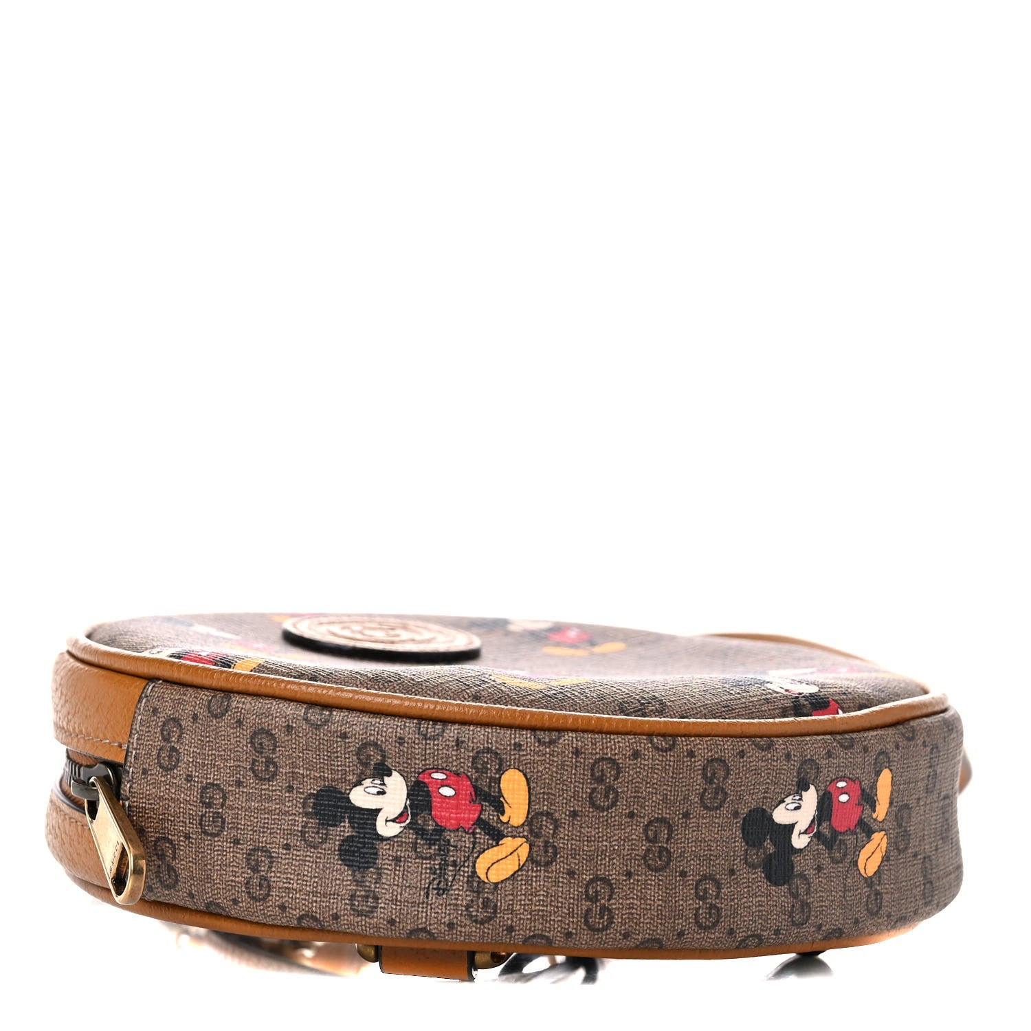 Gucci X DISNEY Mini Vintage GG Supreme Monogram Mickey Mouse Round Backpack Beige Vintage Sun Oil 4 of 10