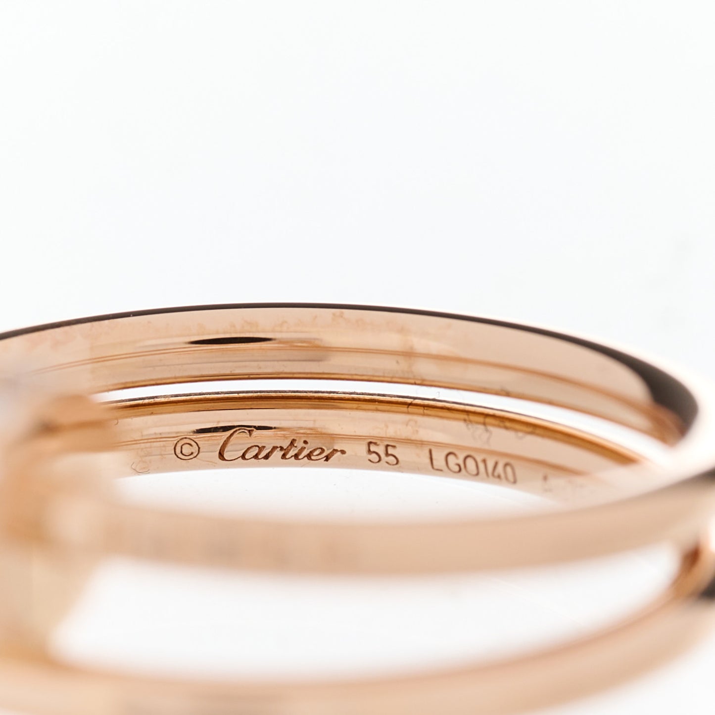 18K Pink Gold Diamond Double Juste Un Clou Ring 55 7.25