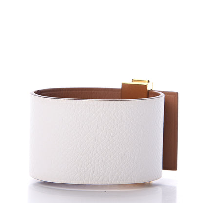 Hermes Epsom Swift Imprevisible Bracelet MM White Gold 2 of 5