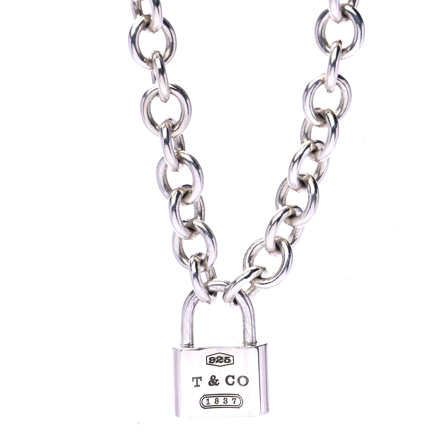 Tiffany Sterling Silver 1837 Lock Charm Necklace 1 of 7