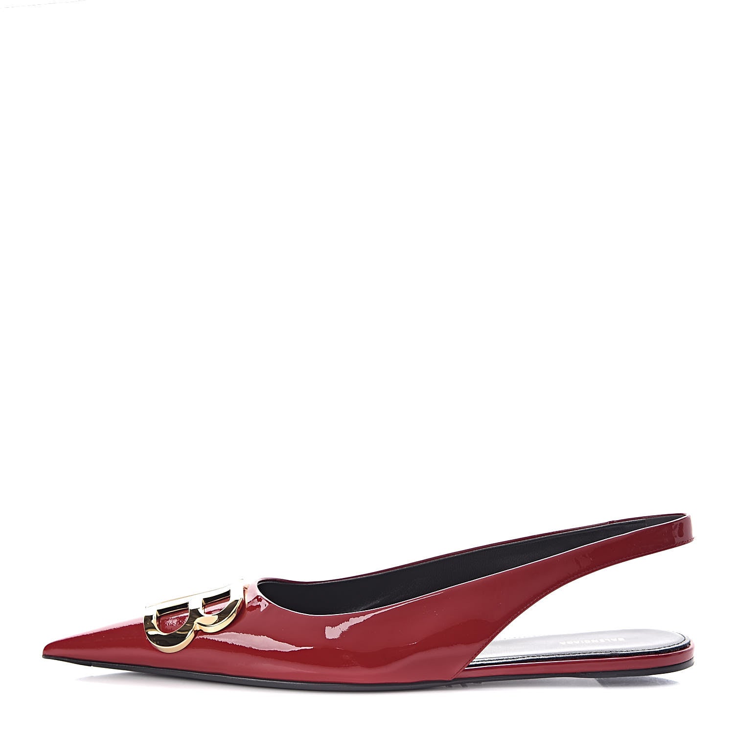 Balenciaga Patent BB Knife Pointy Toe Slingback Flats 39 Rouge Cardinal 1 of 9