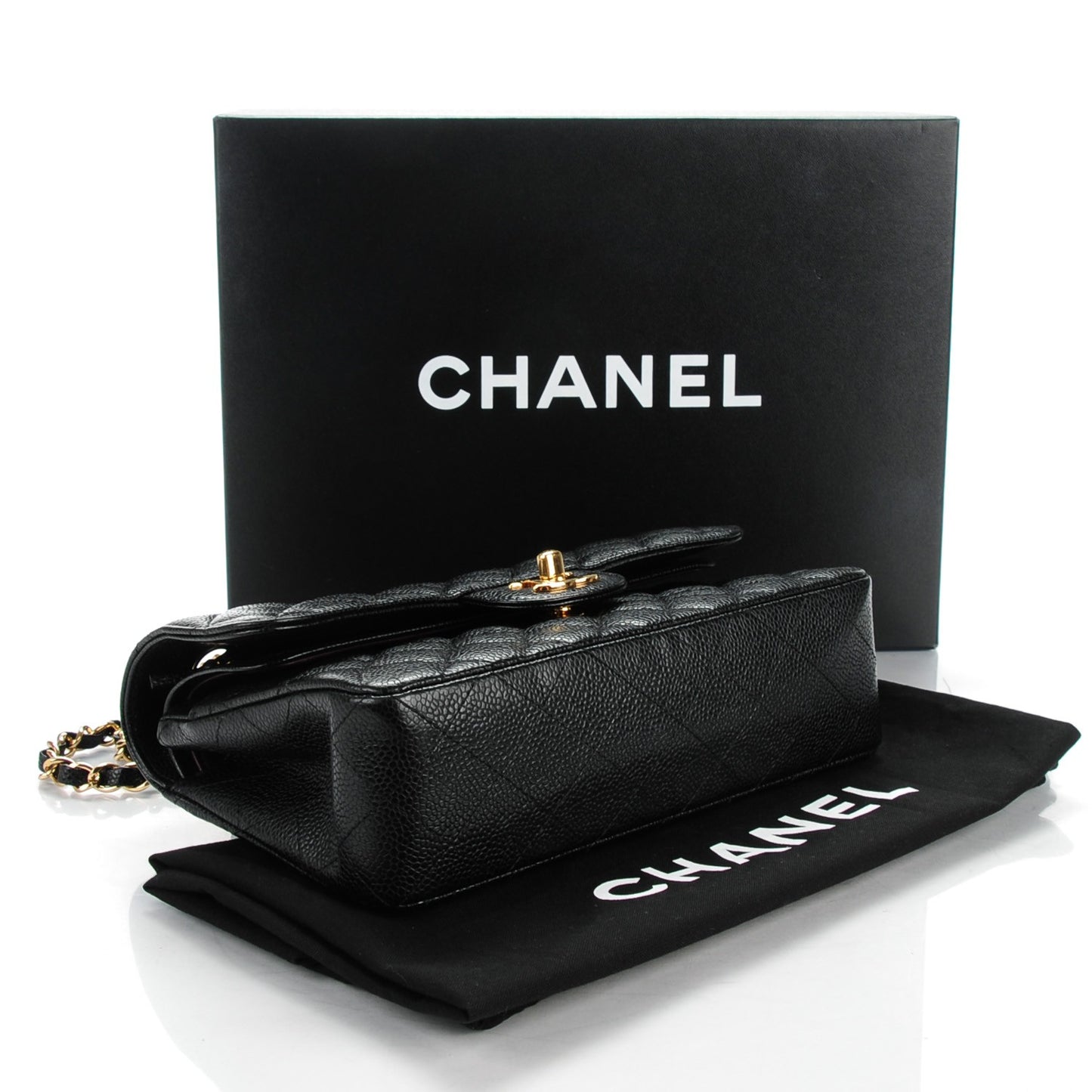 Caviar Quilted Small Double Flap Black