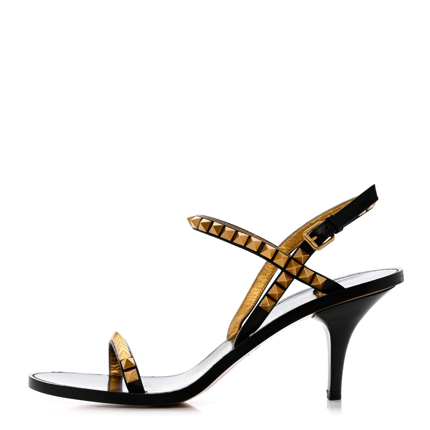 Valentino Garavani Calfskin Rockstud No Limit Mid-Heel Sandals 40 Black 1 of 11