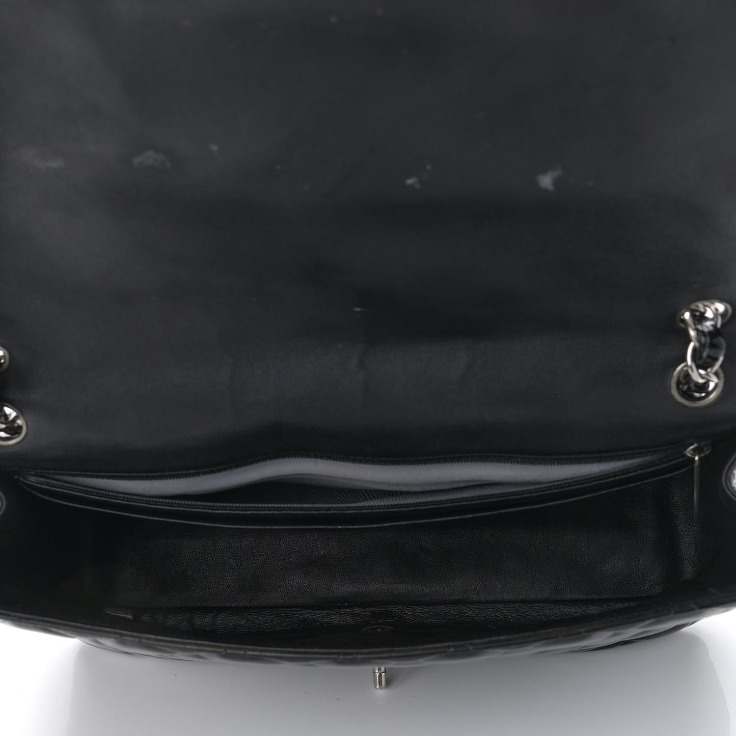 Patent Quilted Maxi Single Flap Black