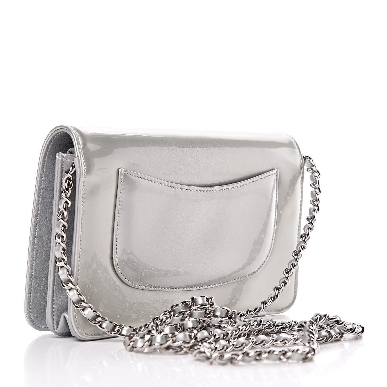 Chanel Patent Strass Wallet On Chain WOC Silver 3 of 16