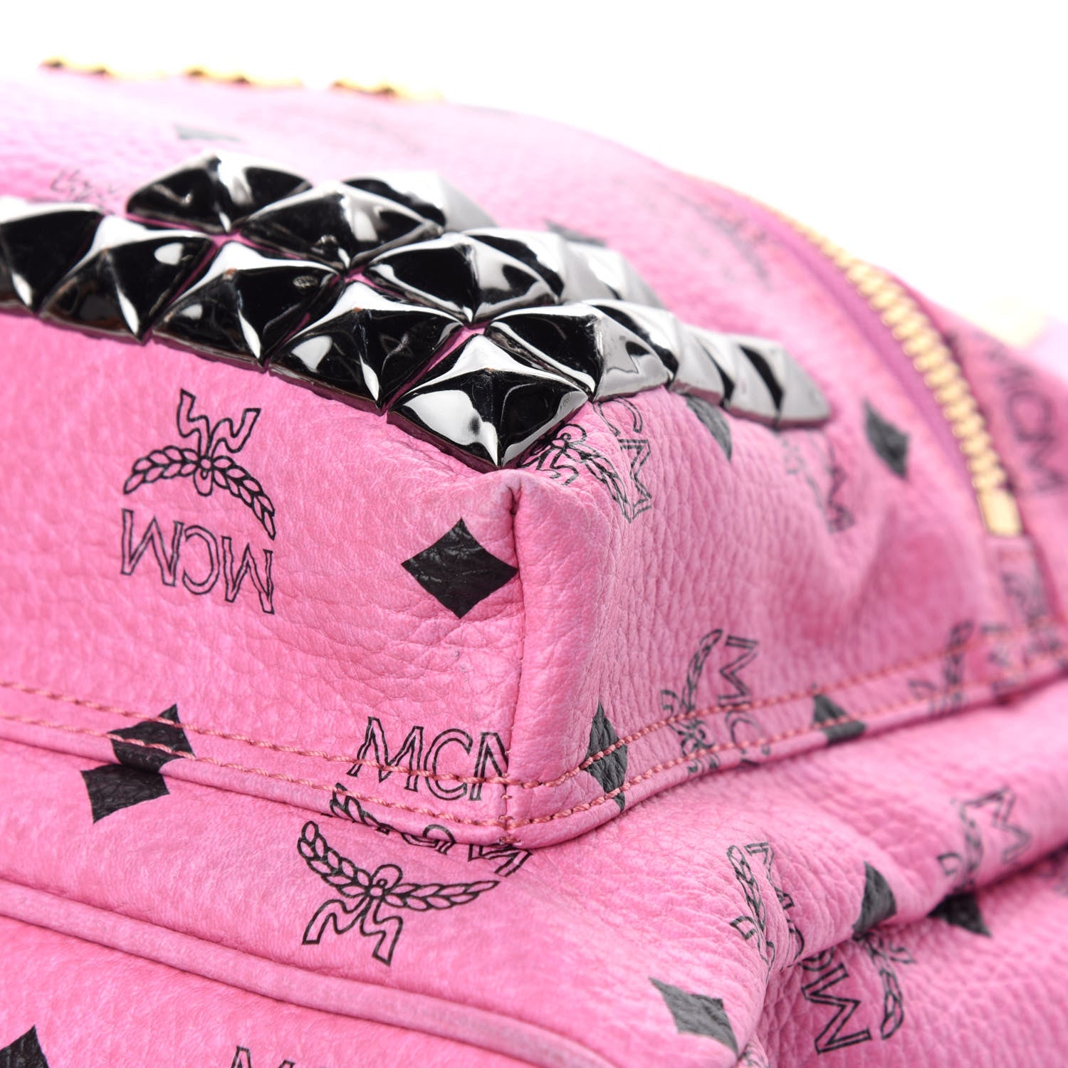 MCM Visetos Studded Medium Stark M Backpack Pink 16 of 16