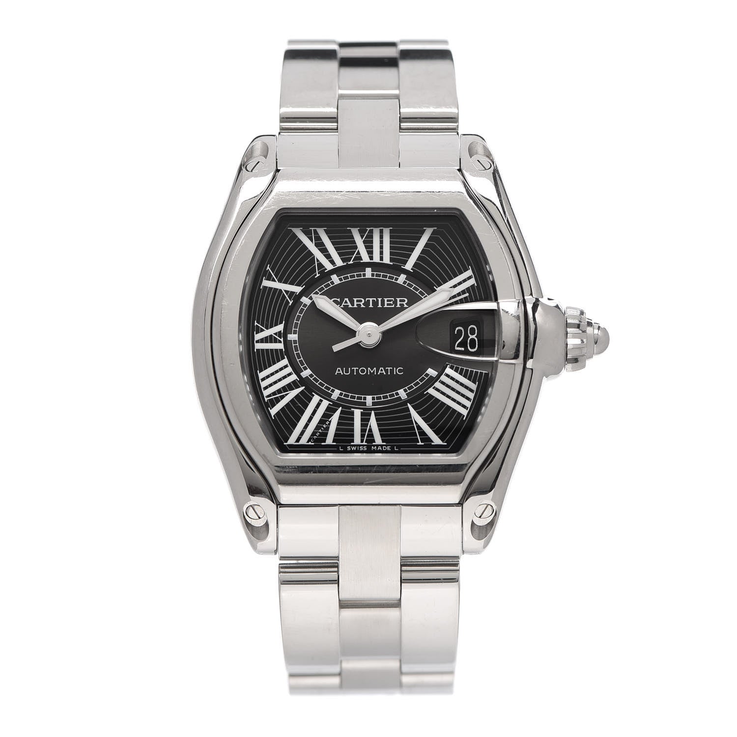 Cartier Stainless Steel 37mm Roadster Automatic Watch Black 1 of 5