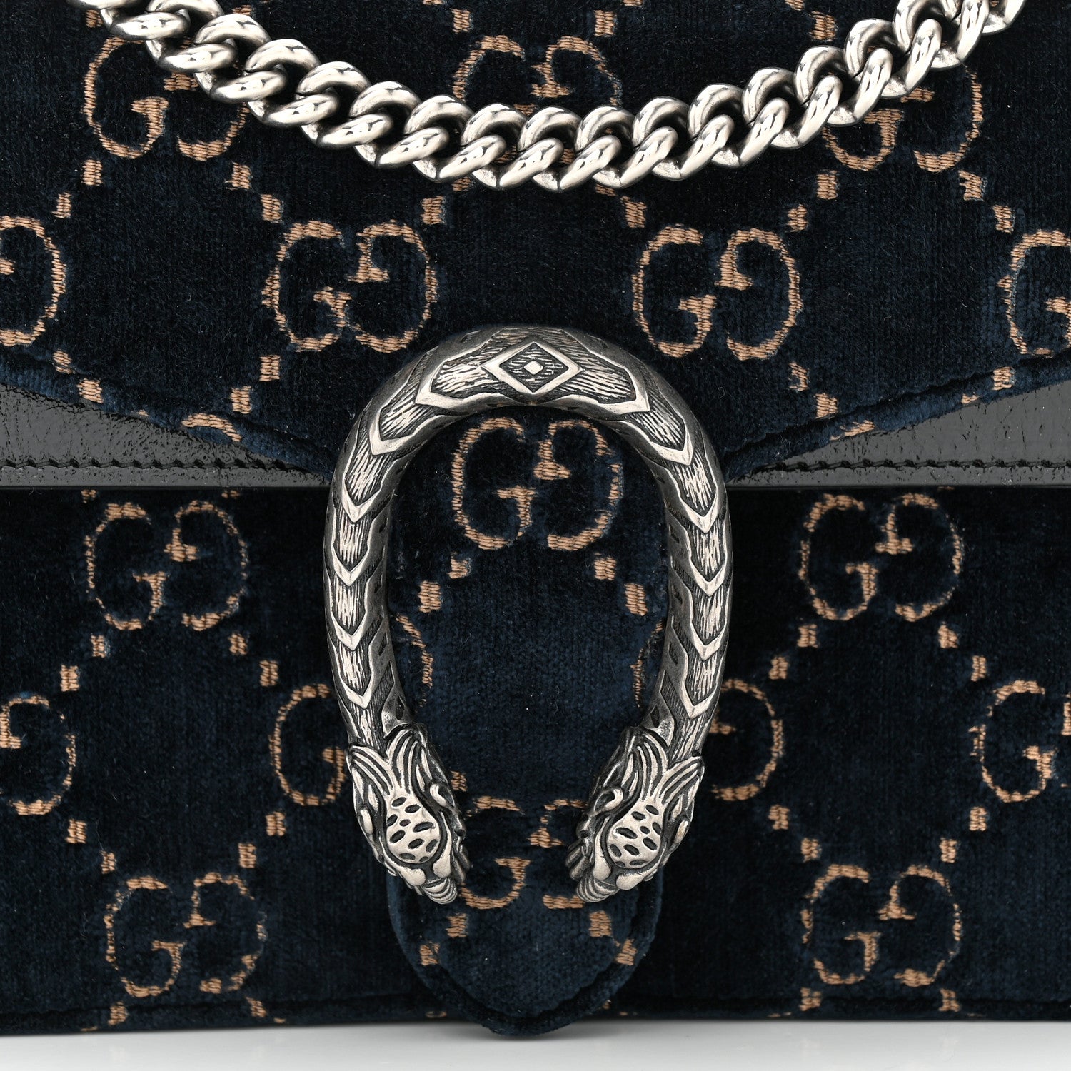 Gucci Velvet Skipper GG Monogram Small Dionysus Shoulder Bag Blue Beige Black 8 of 10