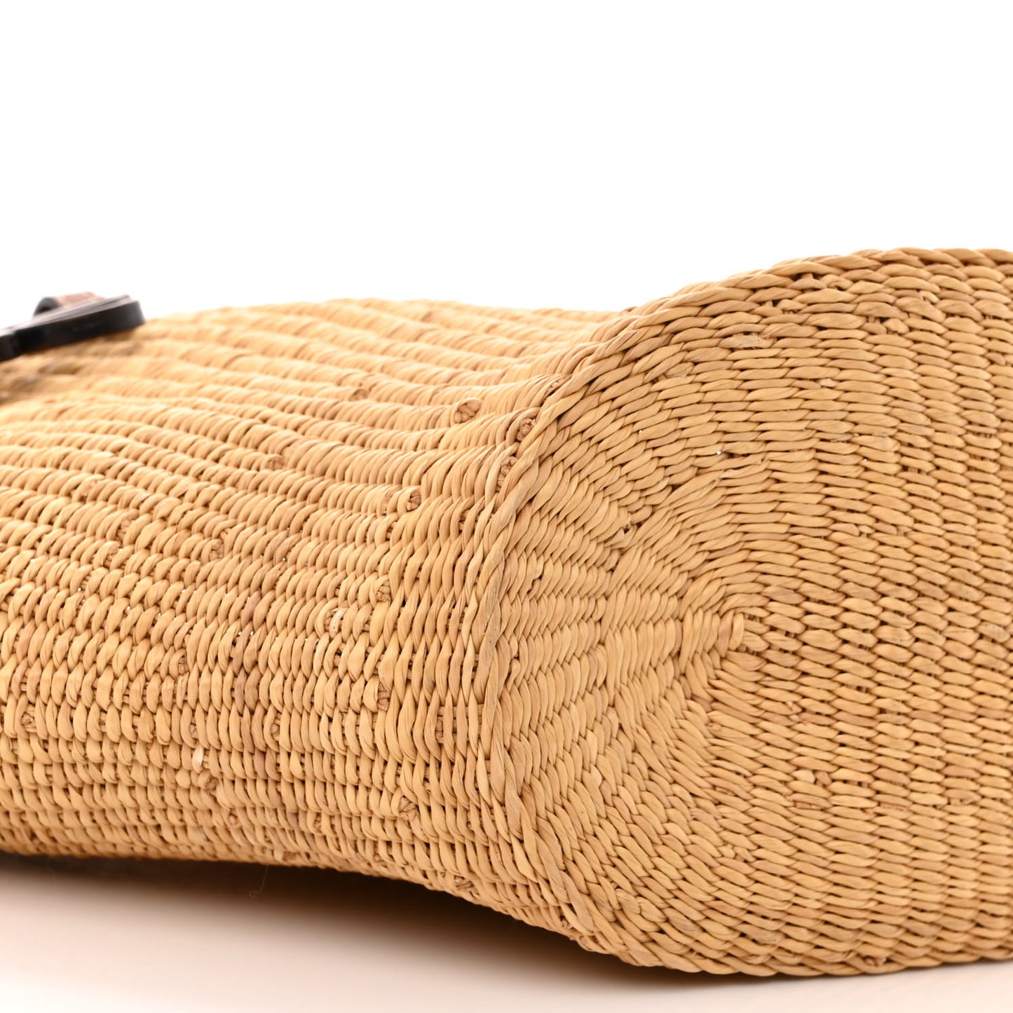 Raffia Calfskin Shell Basket Tote Natural Beige