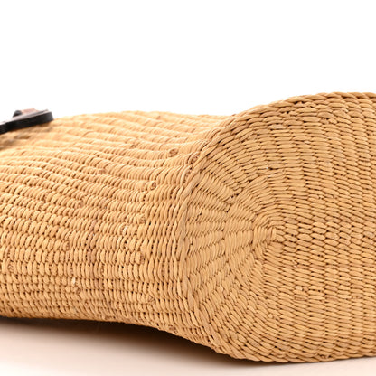 Loewe Raffia Calfskin Shell Basket Tote Natural Beige 9 of 10