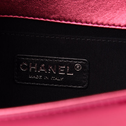 Chanel Metallic Patent Calfskin Quilted Medium Boy Flap Pink 7 of 13