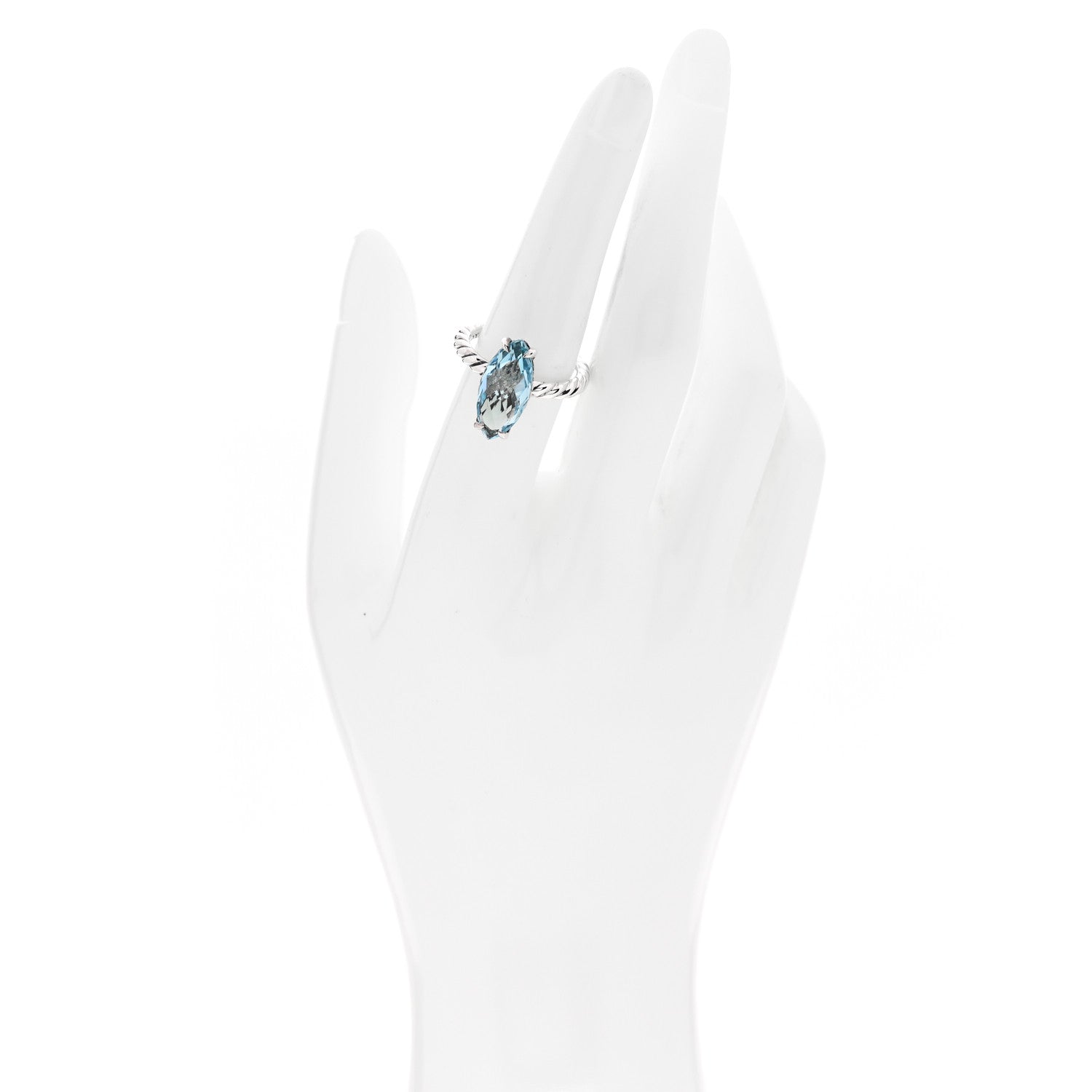 David Yurman Sterling Silver Blue Topaz Color Classics Marquise Ring 55 7.25 2 of 6