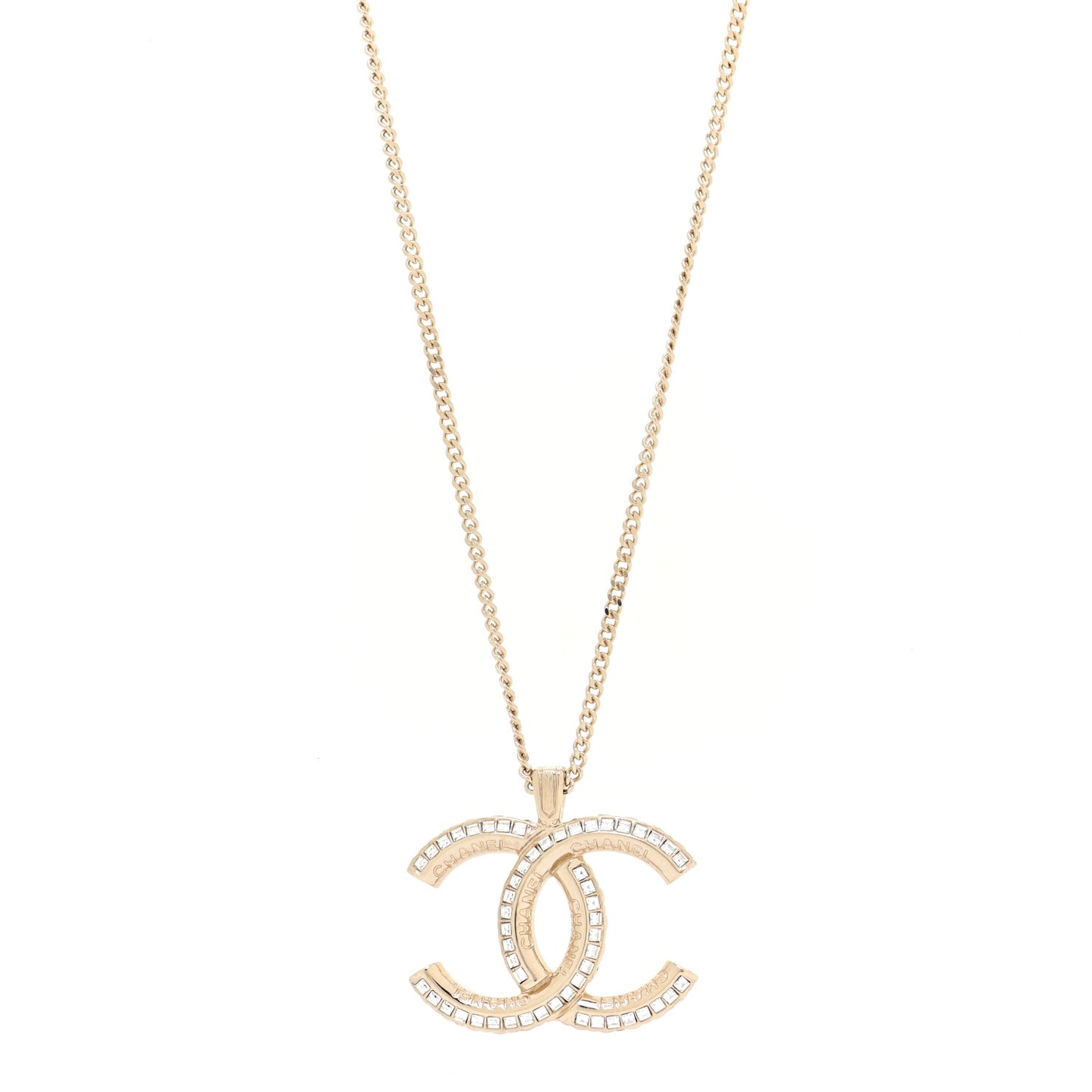 Crystal CC Chain Necklace Gold