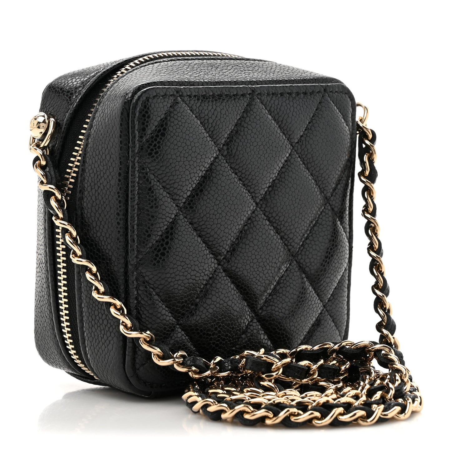 Caviar Quilted Clutch With Chain Black