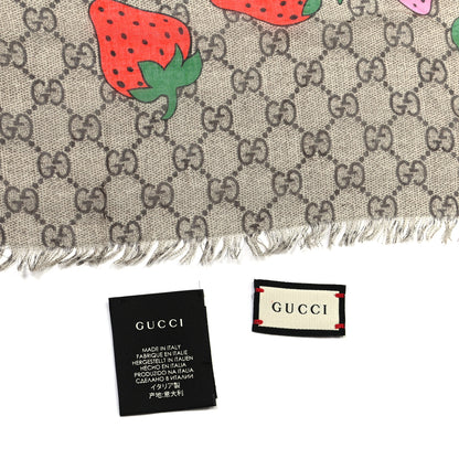 Gucci Modal Silk Monogram Strawberry Square Scarf 4 of 4