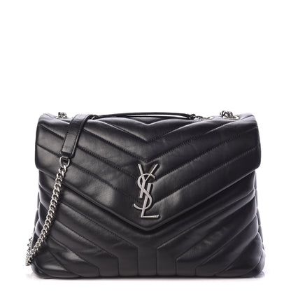 Saint Laurent Calfskin Y Quilted Monogram Medium Loulou Chain Satchel Black 1 of 11
