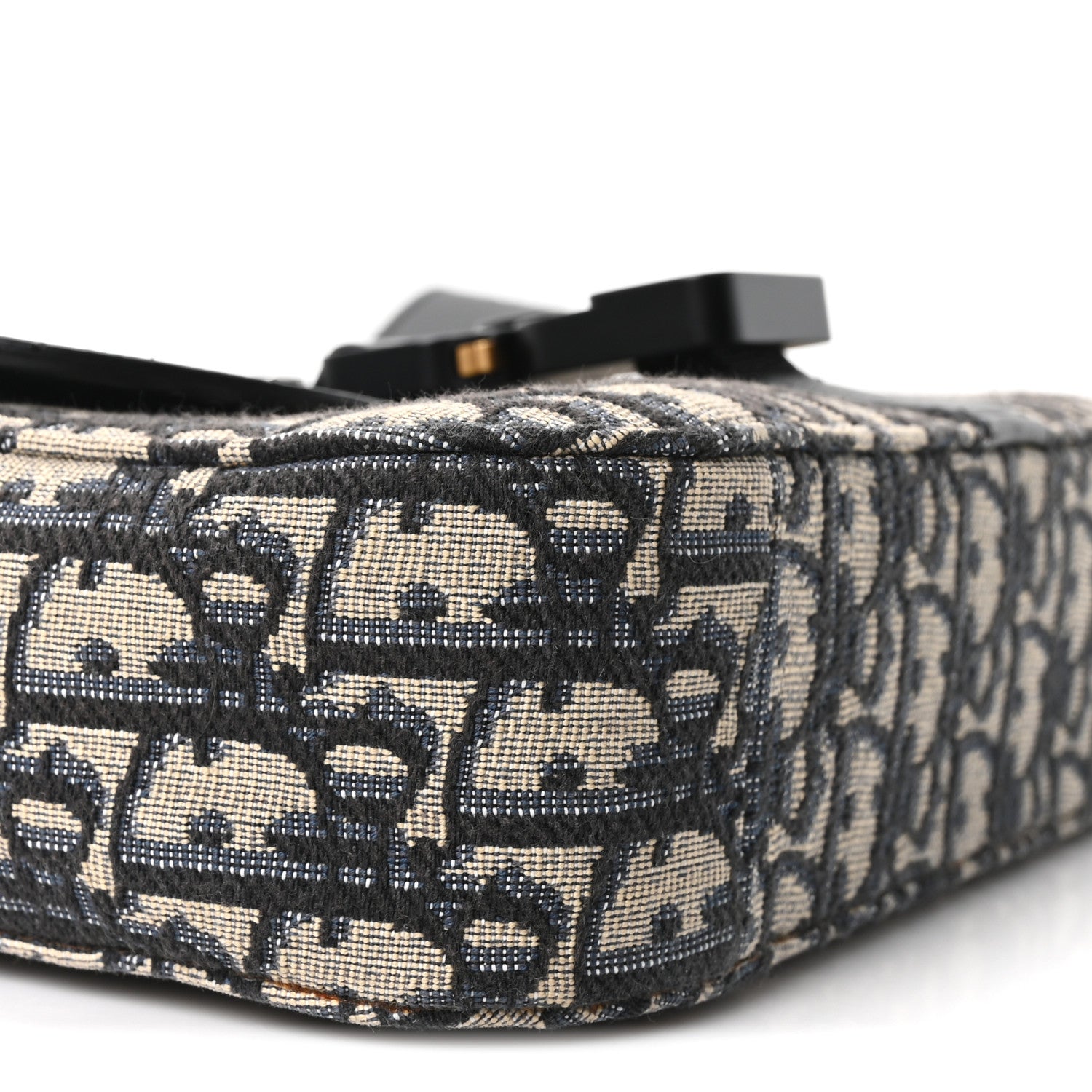 Christian Dior Oblique Jacquard Grained Calfskin Small Saddle Messenger Bag Beige Black 9 of 11