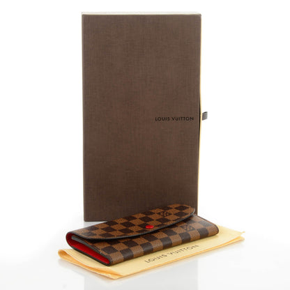 Louis Vuitton Damier Ebene Emilie Wallet Red 4 of 7