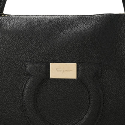 Salvatore Ferragamo Grainy Calfskin Medium Gancini Tote Black 8 of 14