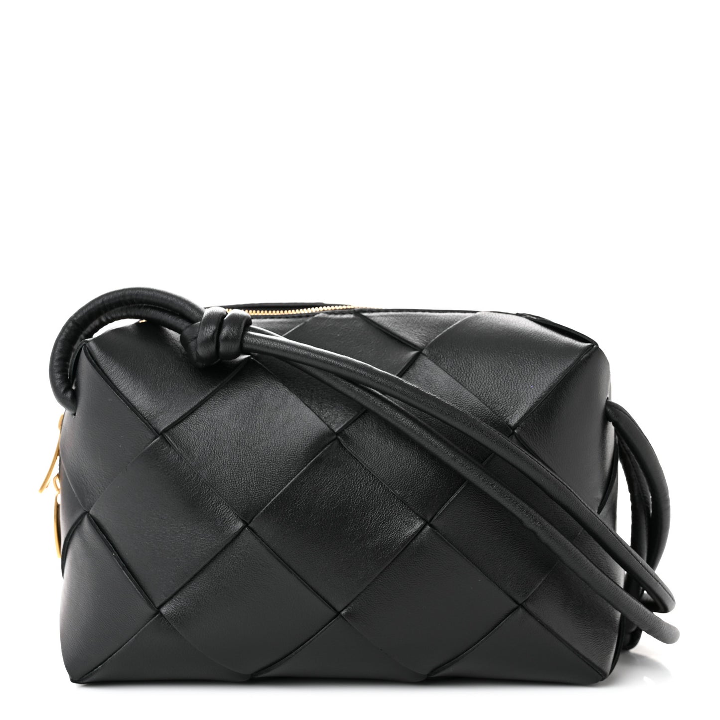Lambskin Maxi Intrecciato Small Cassette Camera Bag Black
