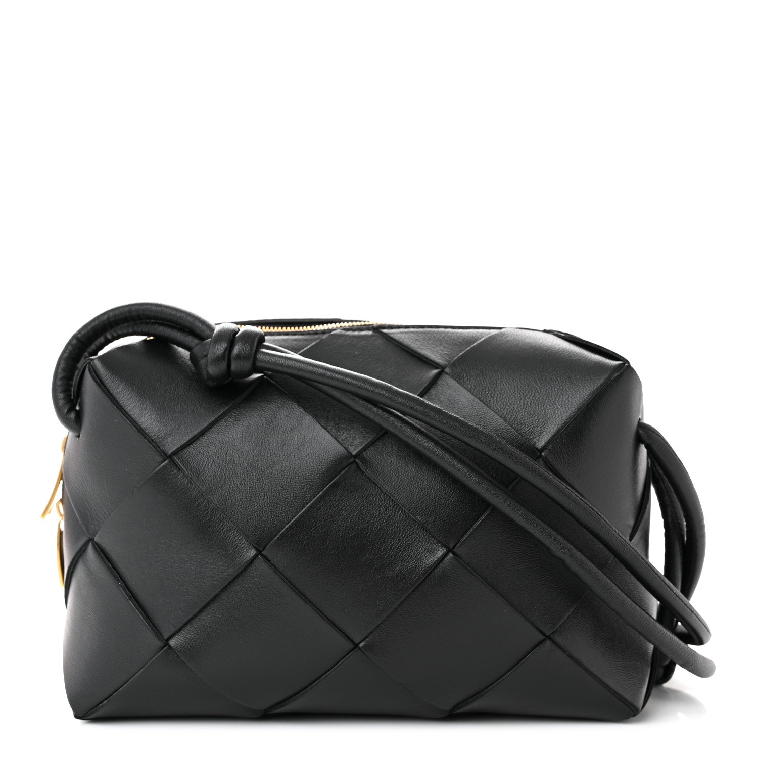 Bottega Veneta Lambskin Maxi Intrecciato Small Cassette Camera Bag Black 1 of 9