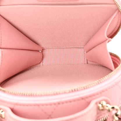 Chanel Caviar Quilted Round Handle With Care Vanity With Chain Pink 5 of 12
