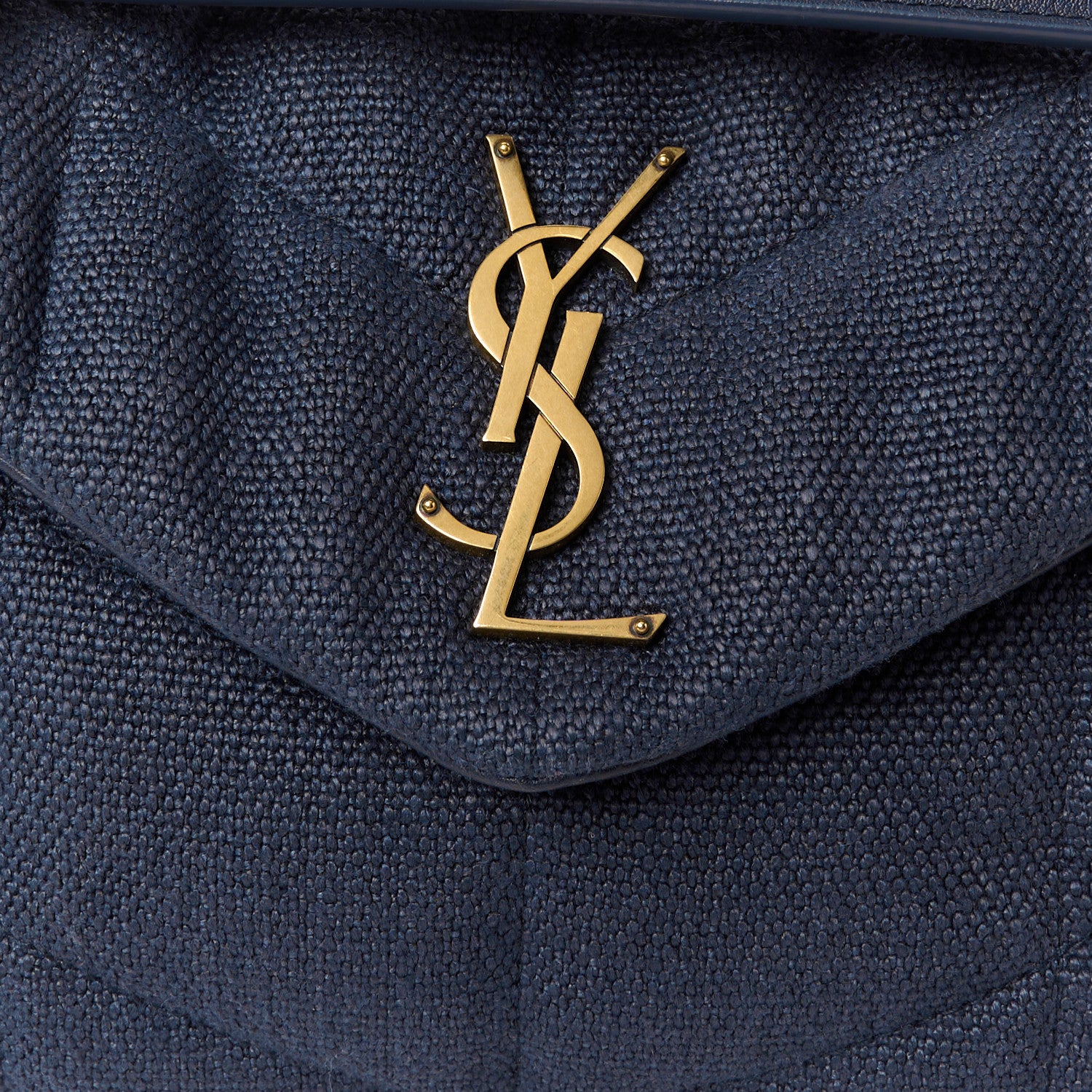 Saint Laurent Canvas Quilted Small Loulou Puffer Monogram Chain Satchel Marine 9 of 11