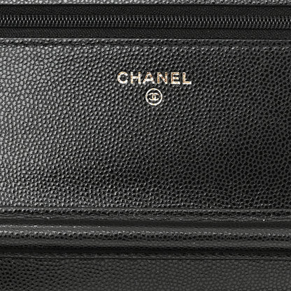 Chanel Caviar Quilted Crystal Enamel CC Wallet On Chain WOC Black 6 of 12