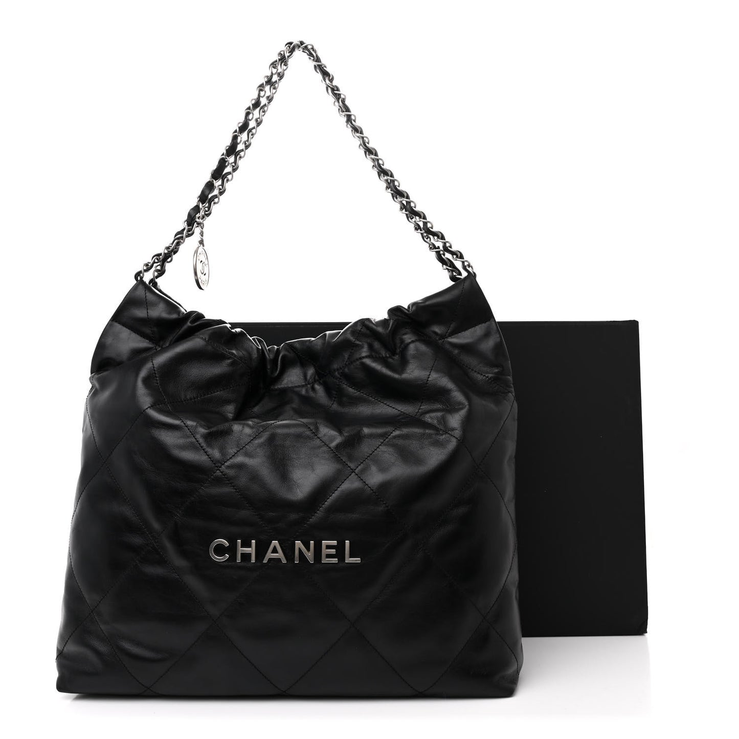 Shiny Calfskin Quilted Chanel 22 Black