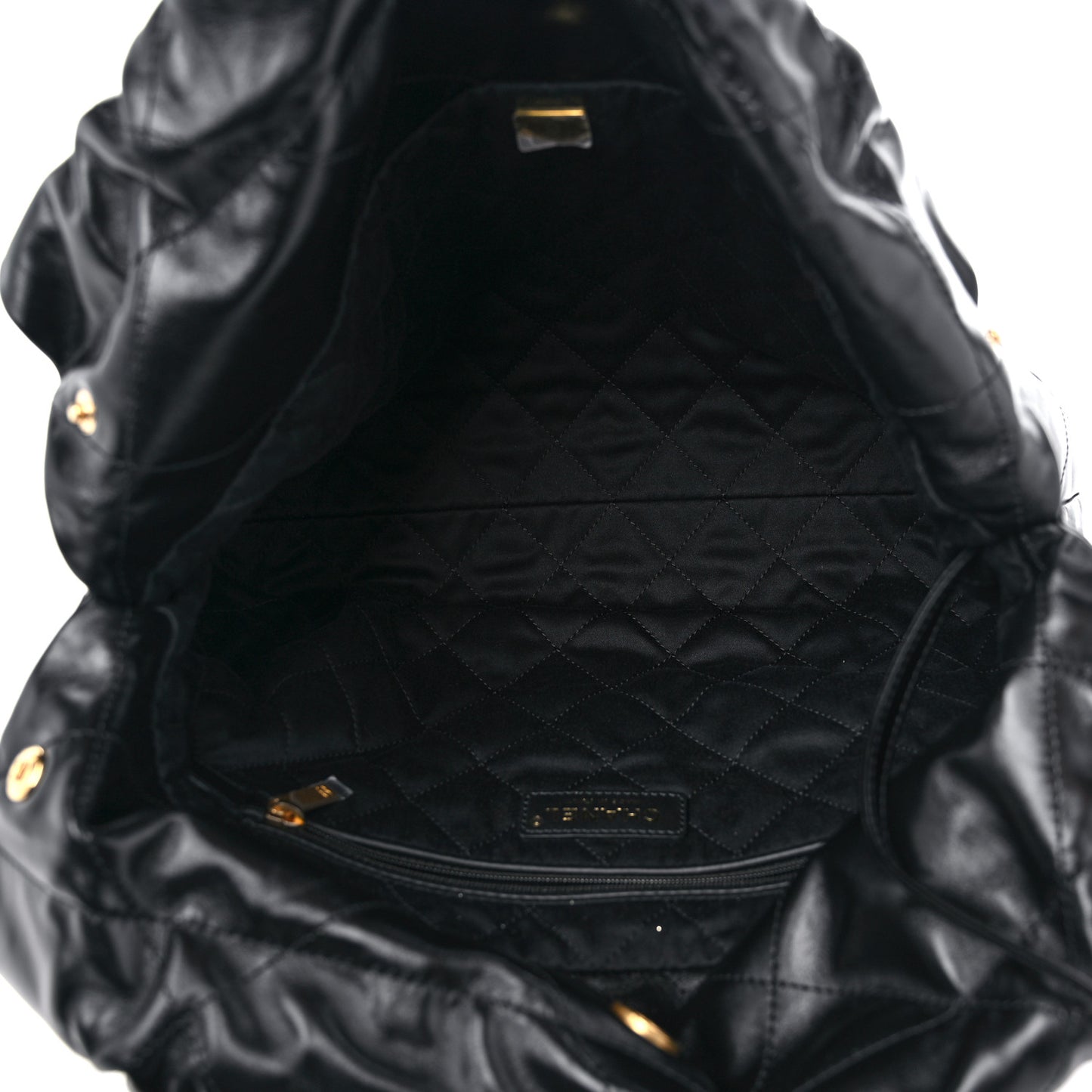 Shiny Calfskin Quilted Small Chanel 22 Black