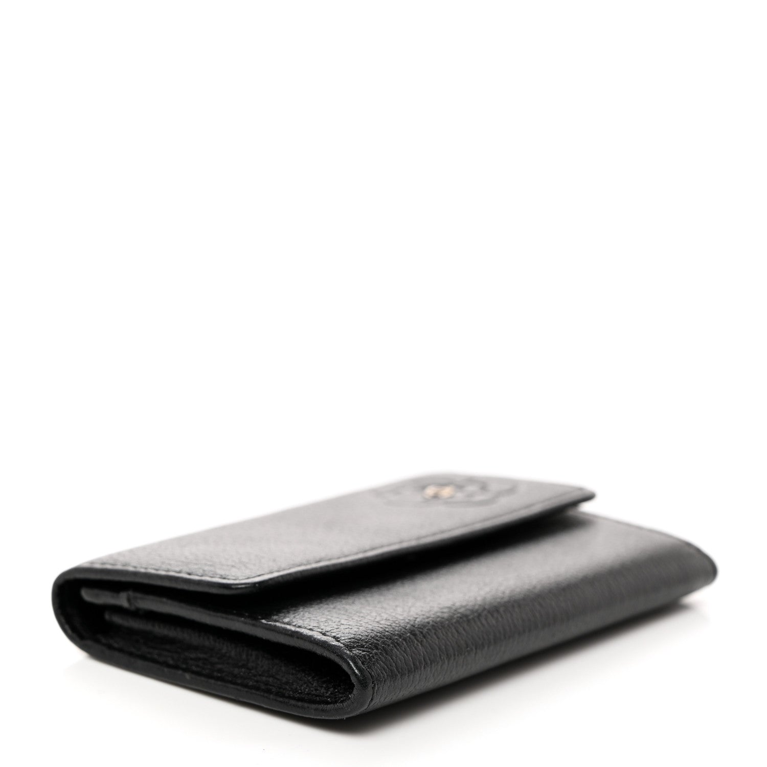 Chanel Goatskin Embossed Camellia Flap Card Holder Black 5 of 8