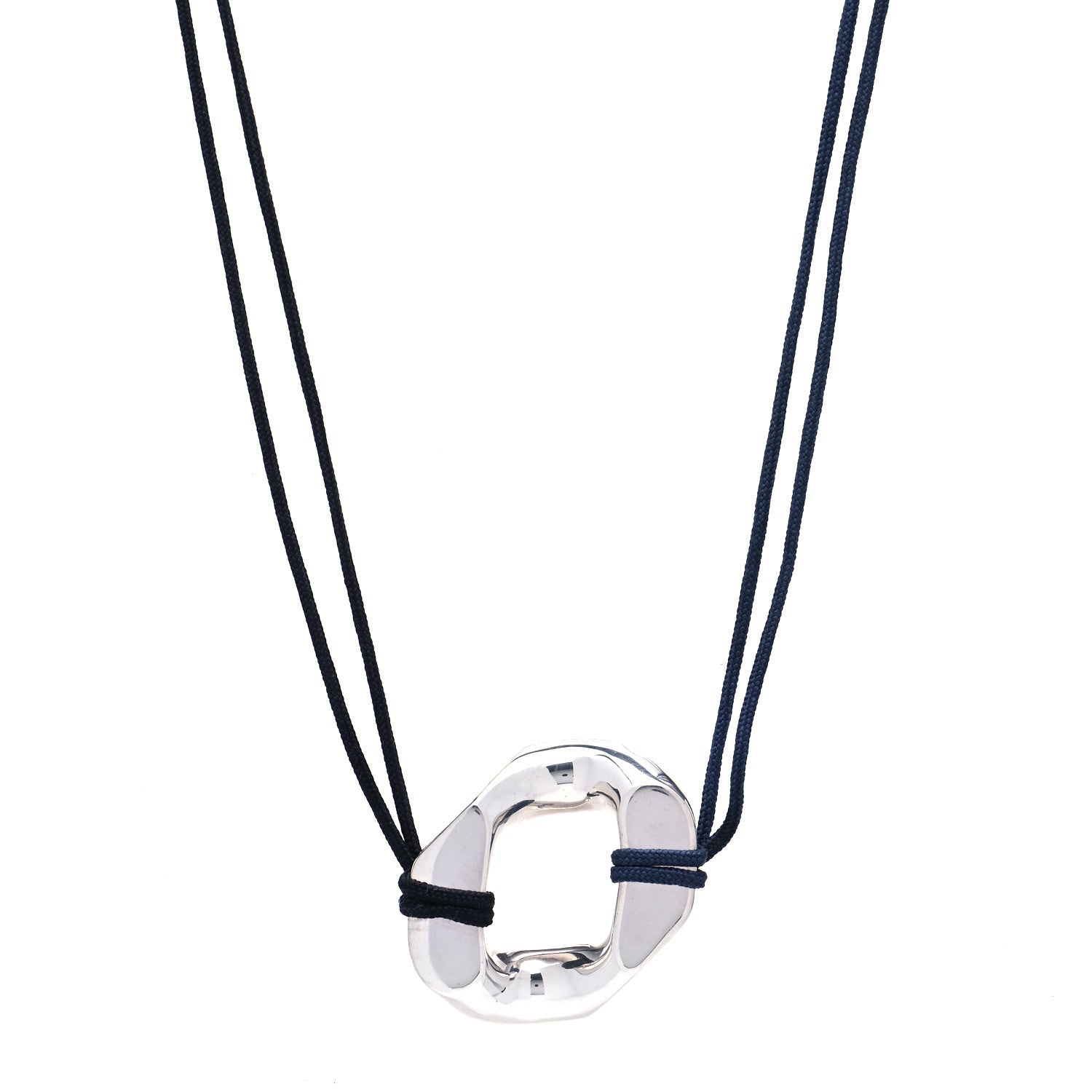 Hermes Sterling Silver Curb Link Pendant Necklace 1 of 5