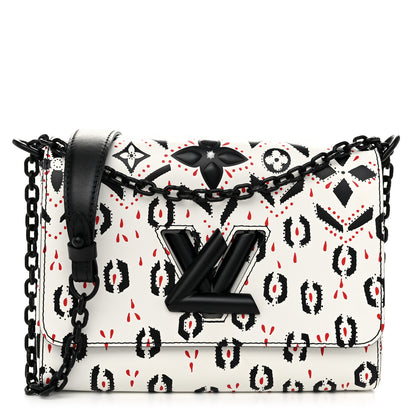 Louis Vuitton Calfskin Graphic Print Twist Shoulder Bag MM White Black 1 of 11