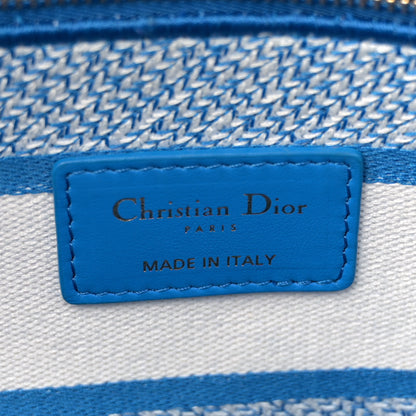 Christian Dior Toile de Jouy Embroidered Large Lady D-Lite Fluorescent Blue 6 of 14