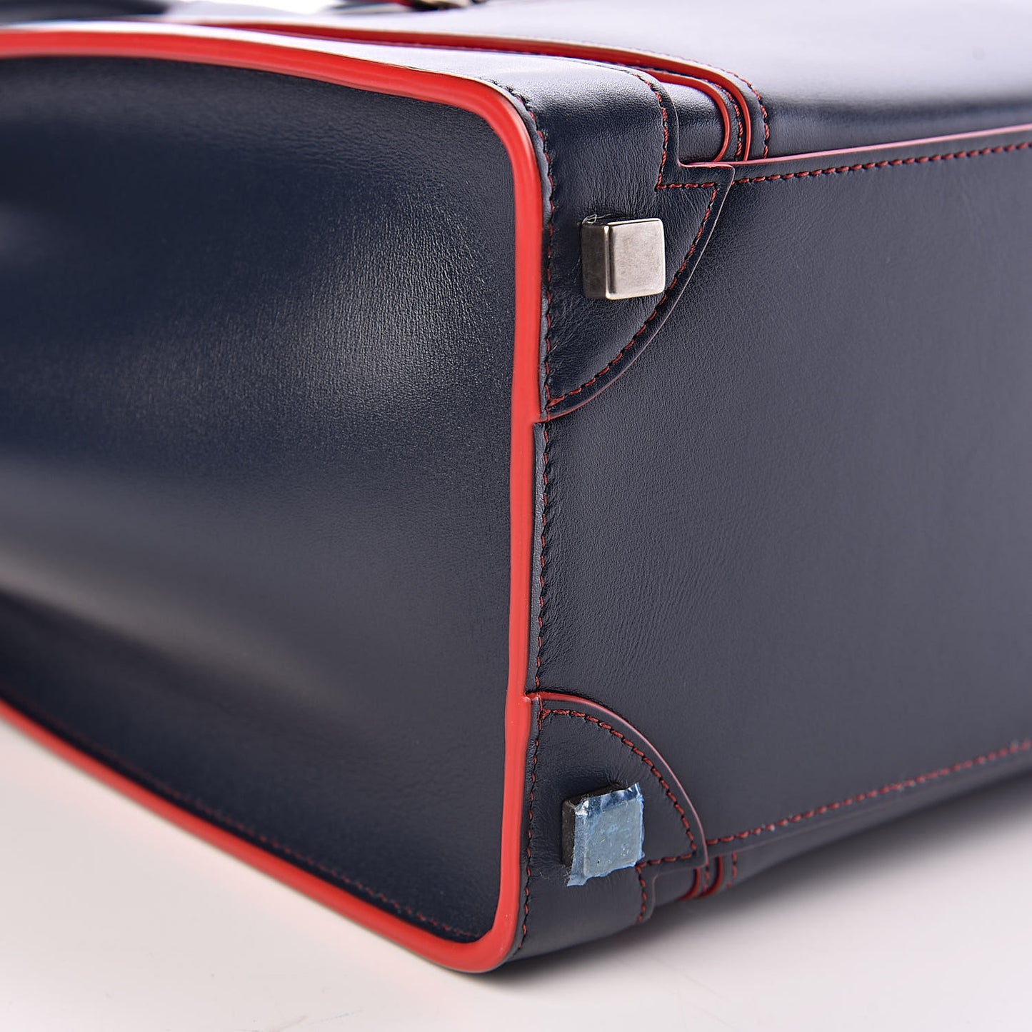 Satin Debossed Calfskin Micro Luggage Navy Blue