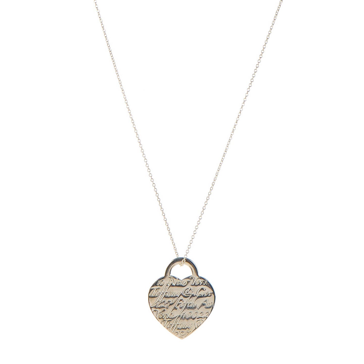 Sterling Silver Notes Heart Tag Charm Necklace
