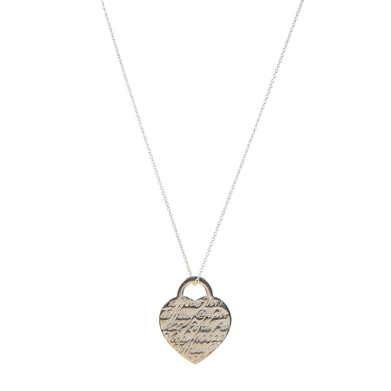 Tiffany Sterling Silver Notes Heart Tag Charm Necklace 1 of 7