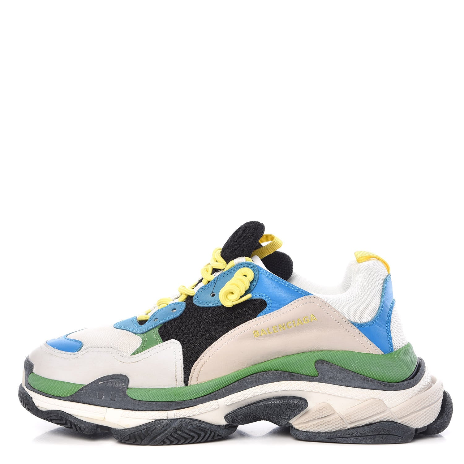 Balenciaga Fabric Mesh Nappa Mens Triple S Sneakers 46 Bleu White Vert Jaune 1 of 9