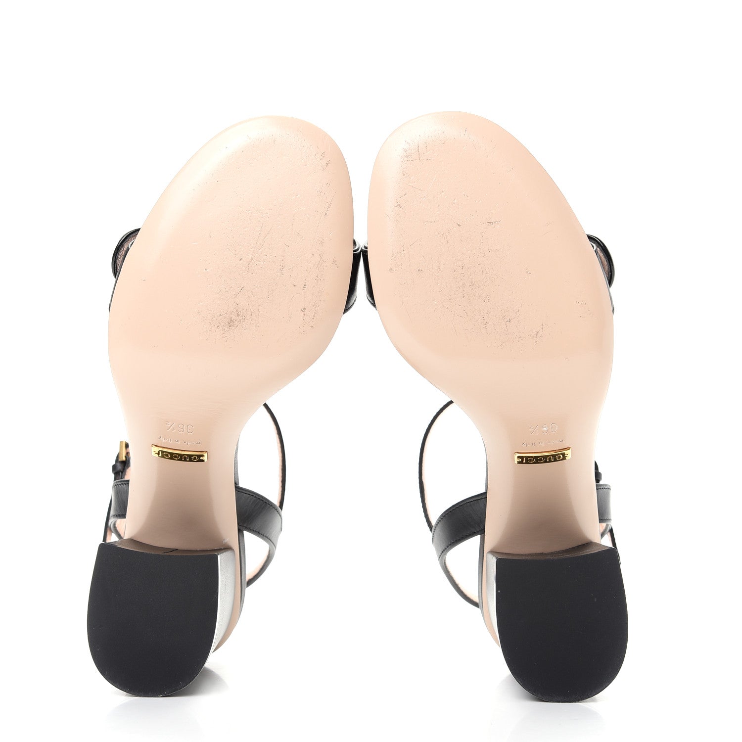 Gucci Lifford Calfskin GG Marmont Ankle Wrap 75mm Sandals 36.5 Black 6 of 11