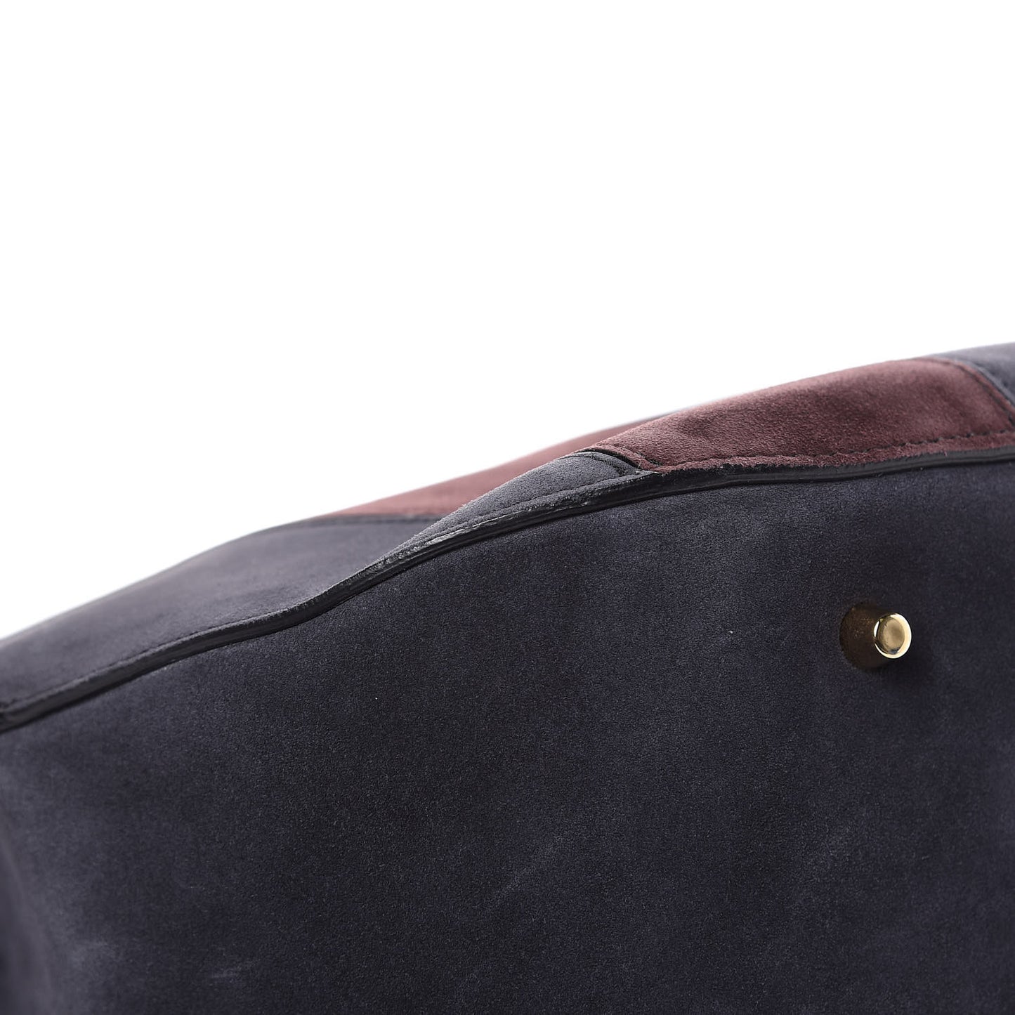 Suede Striped Large Orchard Bowling Bag Black Currant Plum