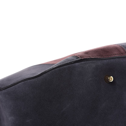 Burberry Suede Striped Large Orchard Bowling Bag Black Currant Plum 10 of 15