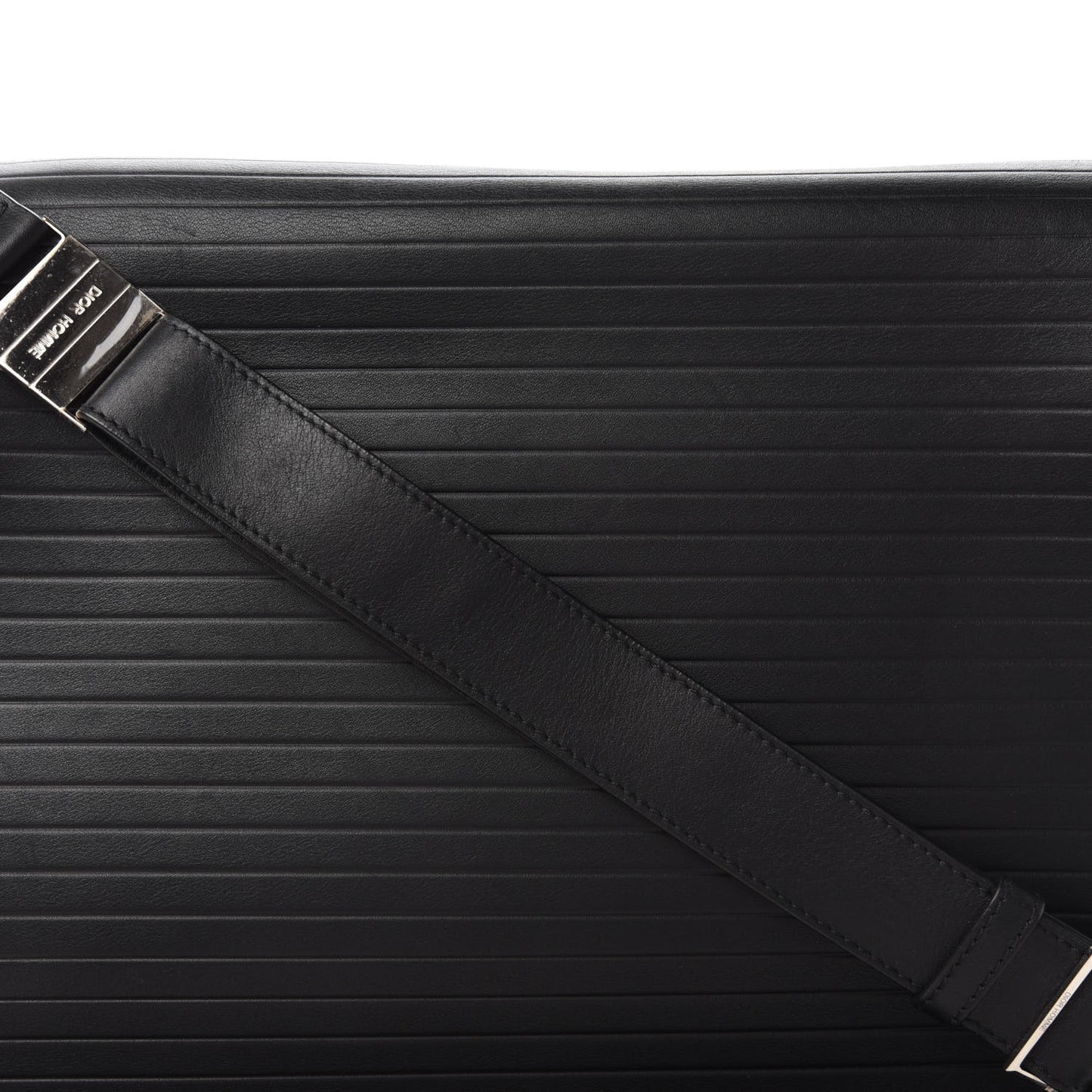 HOMME Calfskin Ribbed Messenger Black
