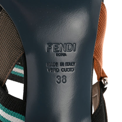 Fendi Technical Mesh Colibri 55mm Slingback Pumps 38 Black Verde Military 6 of 10