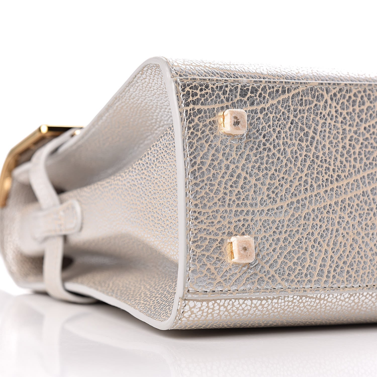 Delvaux Metallic Crispy Calfskin MM Metal Frame Tempete Satchel Antique Silver 7 of 10